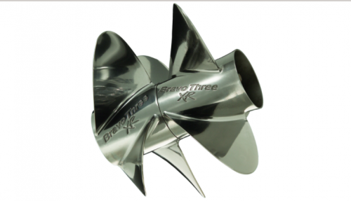 BRAVO THREE XR PRO FINISHED PROPELLER 48-842945L70 15.5 x 27 Pitch LH, SS 4 BL High Gloss ‑ Front